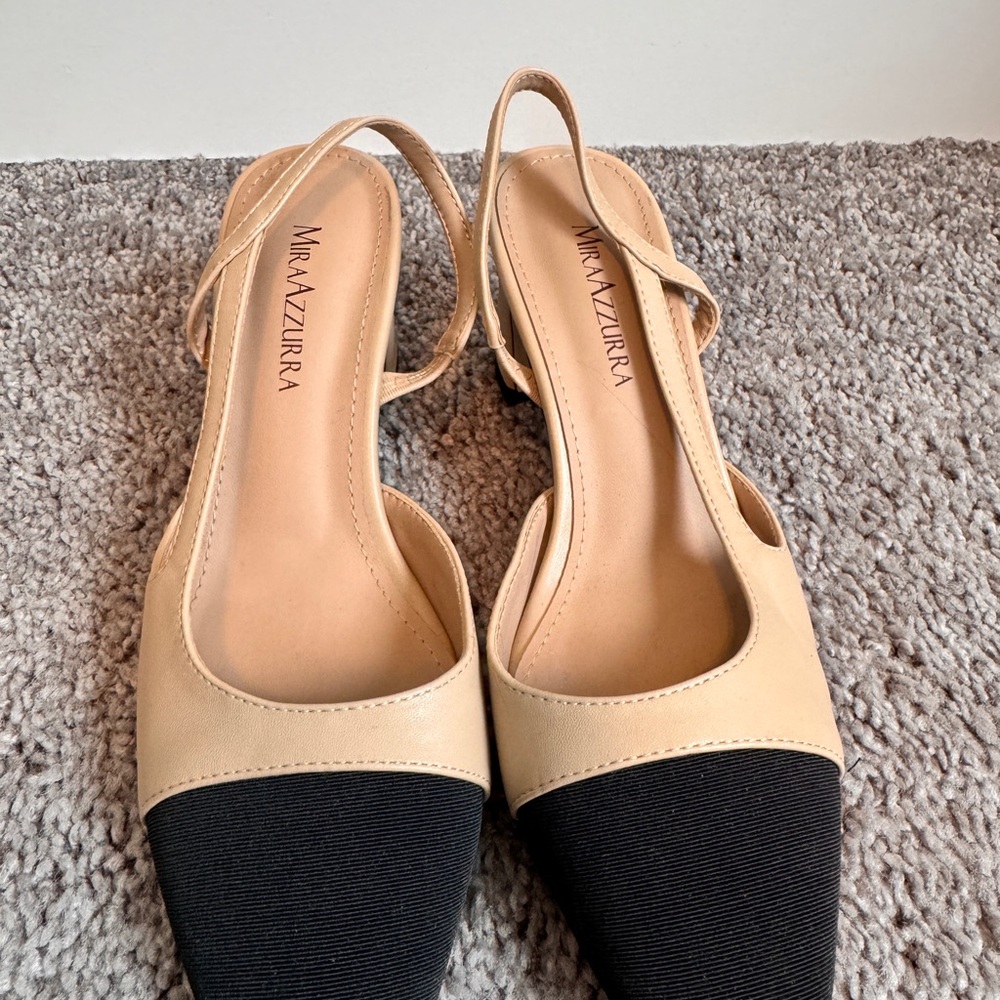 Amazon Black and Tan Slingback Flats
